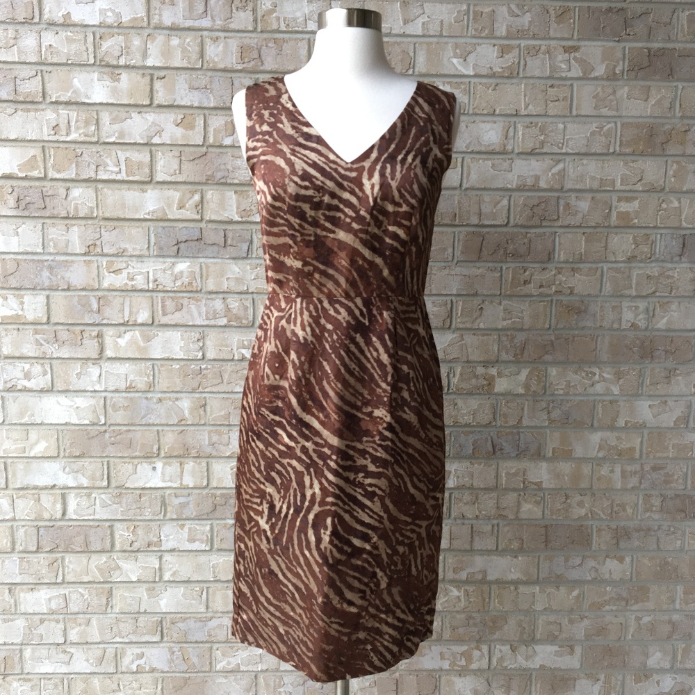 Banana Republic Brown Zebra Sleeveless Dress Sz 0